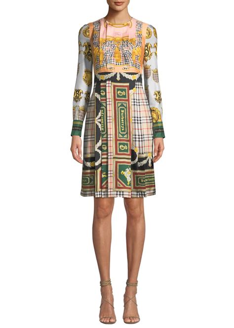 burberry isidora archive scarf-print silk dress|New Burberry Isidora Archive Scarf Print dress US 2 pleated silk.